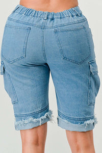 Athina Multi Pocket Denim Cargo Shorts