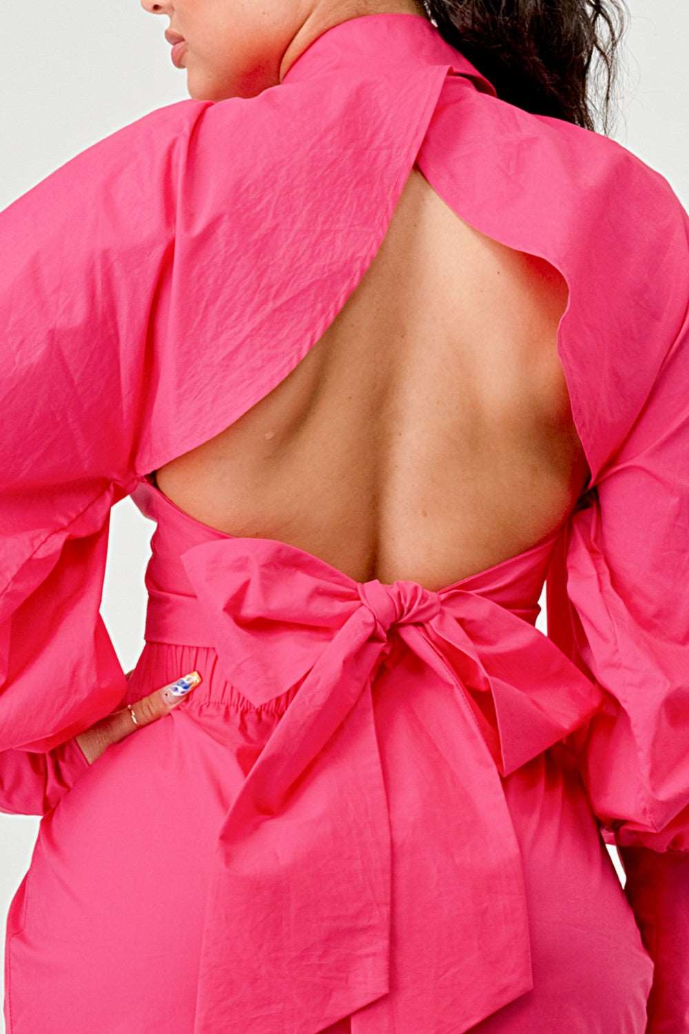 Blush of Elegance: Puff-Sleeve Pink Dress