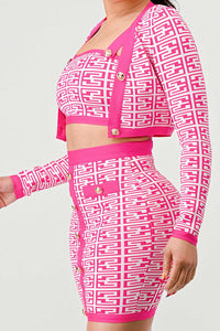 ATHINA PRINTED BARBIE PINK THREE PIECE
