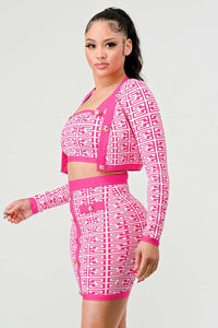 ATHINA PRINTED BARBIE PINK THREE PIECE