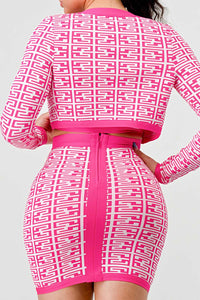 ATHINA PRINTED BARBIE PINK THREE PIECE