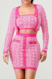 ATHINA PRINTED BARBIE PINK THREE PIECE
