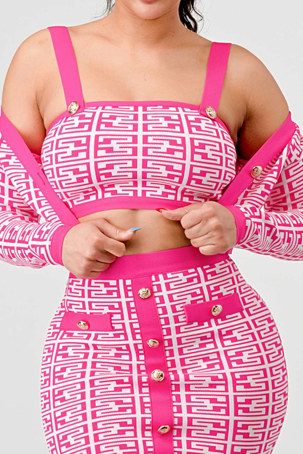 ATHINA PRINTED BARBIE PINK THREE PIECE