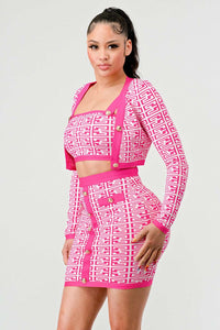 ATHINA PRINTED BARBIE PINK THREE PIECE