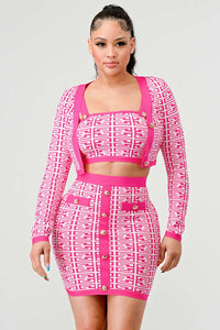 ATHINA PRINTED BARBIE PINK THREE PIECE