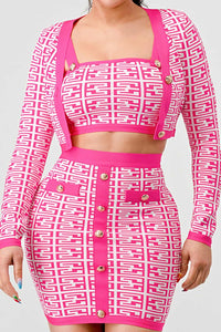 ATHINA PRINTED BARBIE PINK THREE PIECE