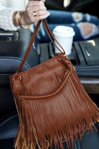 Chestnut Vintage Fringed Leather Shoulder Bag