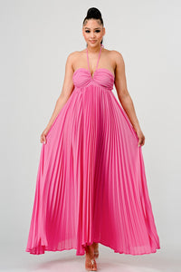 FLOWY SLEEVELESS PLEATED MAXI DRESS