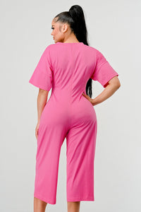 Sassy Chic: Bubblegum Pink Graphic Baddies Jumpsuit Pajamas