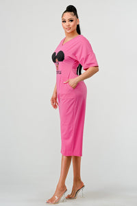Sassy Chic: Bubblegum Pink Graphic Baddies Jumpsuit Pajamas