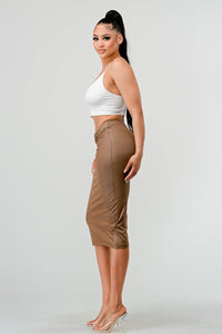 Athina High-Quality Fabric Soft PU Midi Skirt