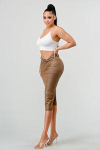 Athina High-Quality Fabric Soft PU Midi Skirt