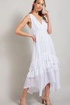 V NECK RUFFLE MAXI DRESS