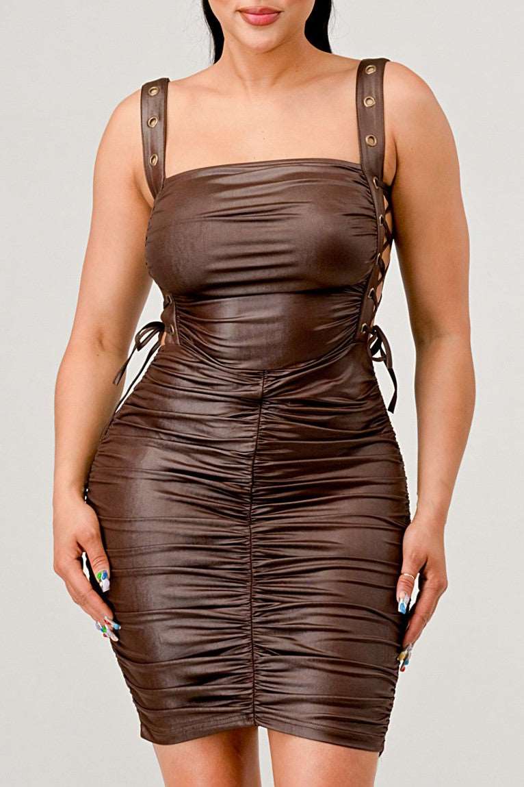 ATHINA Playful soft PU mini dress