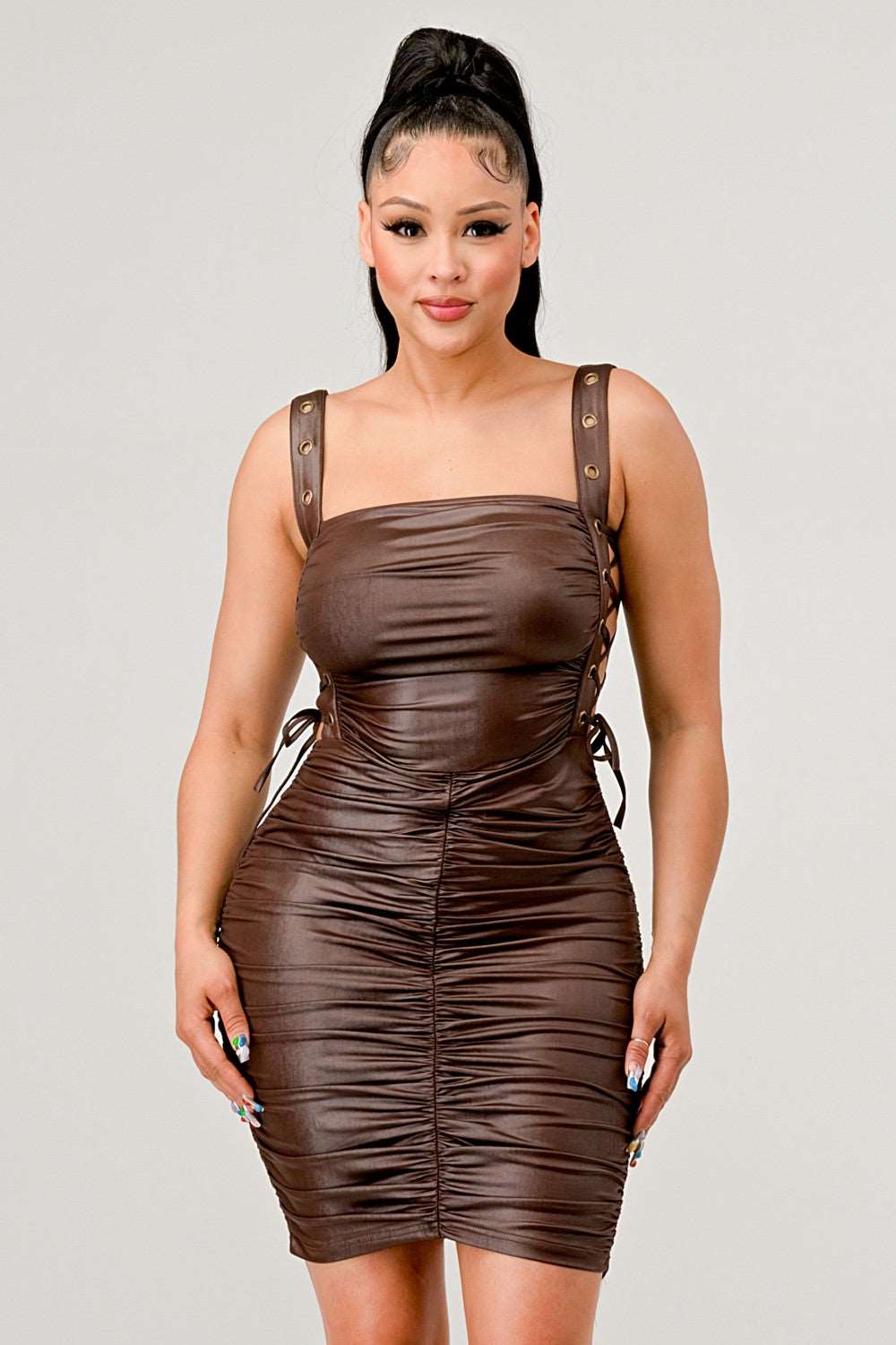 ATHINA Playful soft PU mini dress