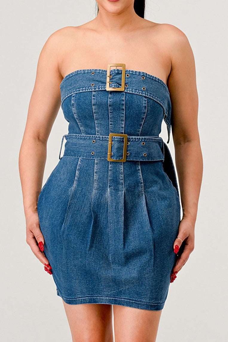 Buckle up denim delight dress