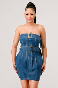 Buckle up denim delight dress