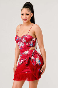 Athina Kimono floral print mini dress
