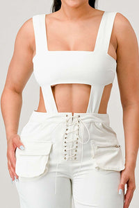 classic white cut out matching set