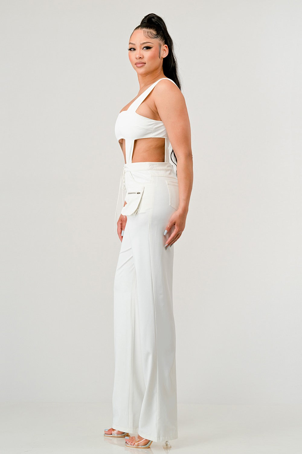 classic white cut out matching set