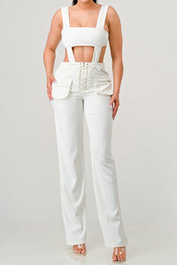 classic white cut out matching set