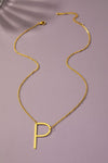 Large stainless steel initial pendant necklace