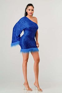 Azure Allure One-Shoulder Dress