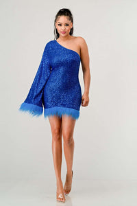 Azure Allure One-Shoulder Dress