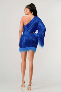 Azure Allure One-Shoulder Dress
