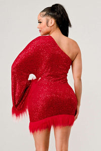 Azure Allure One-Shoulder Dress