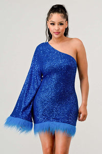 Azure Allure One-Shoulder Dress
