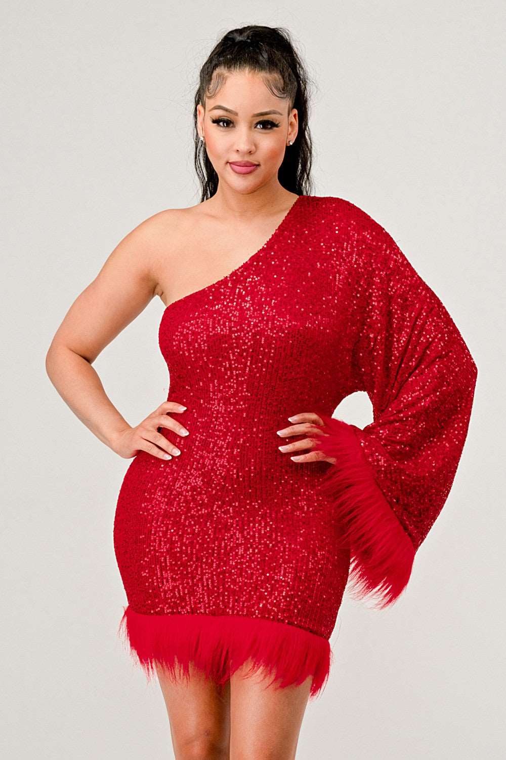 Azure Allure One-Shoulder Dress