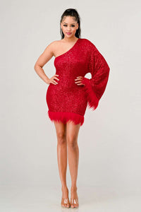 Azure Allure One-Shoulder Dress