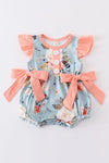 Blue floral print ruffle baby girl bubble