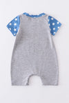 Blue dot plane patriotic embroidery boy romper