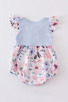 Blue ruffle buttons girl baby bubble