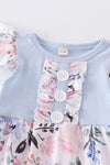 Blue ruffle buttons girl baby bubble