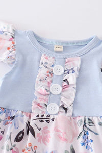 Blue ruffle buttons girl baby bubble