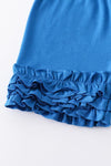 Blue marine creature print ruffle girl set