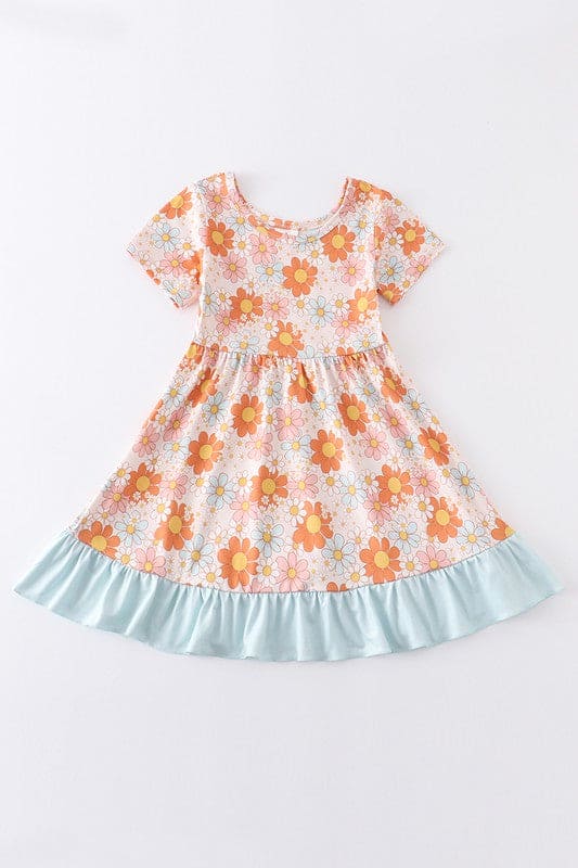 Floral print ruffle girl dress