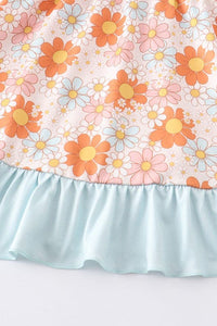 Floral print ruffle girl dress