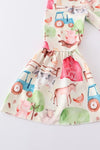 Red farm ruffle bell pant girl set