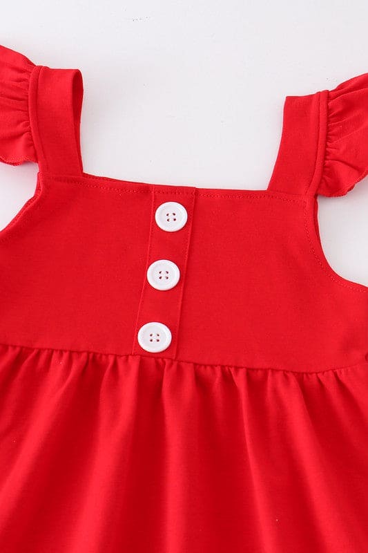 Red farm ruffle bell pant girl set