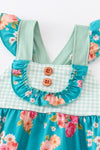 Green floral print ruffle girl bubble