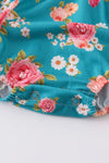Green floral print ruffle girl bubble