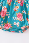 Green floral print ruffle girl bubble