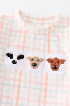 Cow french knot plaid boy short set