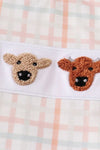 Cow french knot plaid boy short set