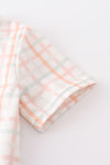 Cow french knot plaid boy short set