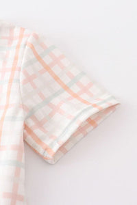 Cow french knot plaid boy short set